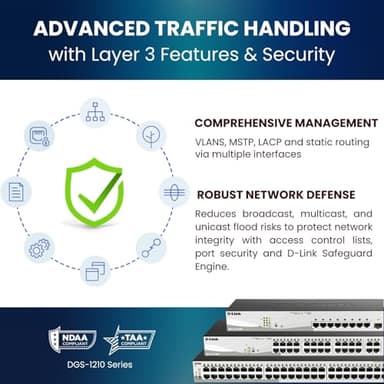 D-Link 10-Port Gigabit Smart Managed PoE+ Switch | 8 PoE+ Ports (65W) + 2 SFP Ports | L2+ | VLANs | Web Managed | Surveillance Mode | Desktop or Rackmount | Fanless | NDAA Compliant DGS-1210-10P - Image 6