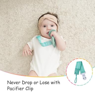 Teething Toys 3 Months Up with Clip Strap, Mombella Elephant Teethers for Babies3 Months+, Soft Silicone Infant Chew Toy, Baby Teething Relief, Ideal Newborn Gifts, Green - Image 5