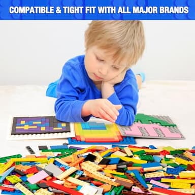 Classic Moc 9 Sizes Expansion Set - 1200 Flat Pieces, Compatible with Lego, Light Grey - Image 4