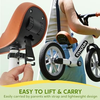 SYNCFUN 12'' Toddler Balance Bike for 2, 3, 4, 5 Year Old Kids, Lightweight Bike with Adjustable Seat and Rubber Tires for Children, Balancing Toy for 2-5 Girls and Boys Birthday Gift (White) - Image 5