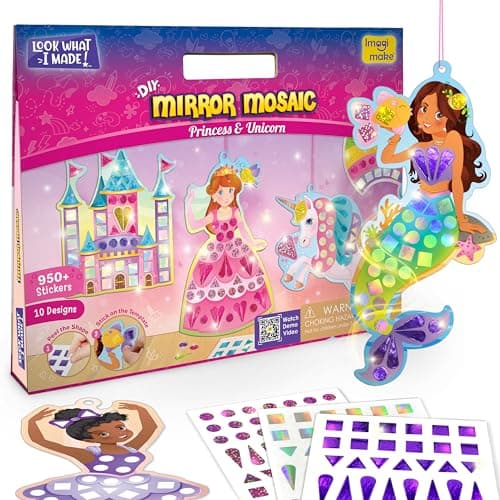 Imagimake Mirror Mosaic Princess & Unicorn Kids Art Set | DIY Craft Kit | Foil Stickers for Kids | Birthday Gift for Girls and Boys Ages 3,4,5,6,7,8 | 3 Year Old Girl Gifts - Image 1