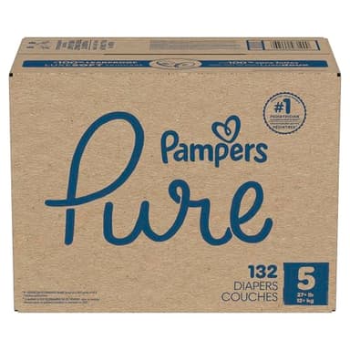 Pampers Pure Protection Baby Diapers, Size 5 (27+ lbs), 132 Count, Up to 100% Leakproof, Premium Plant-based Skin Protection, Hypoallergenic Soft Diapers - Image 13
