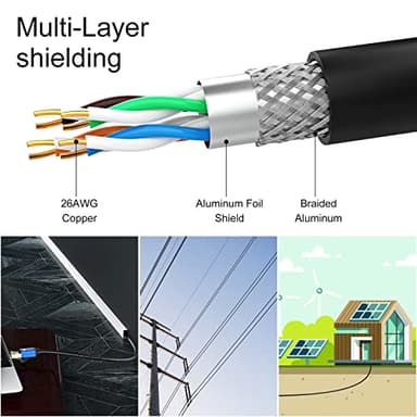 Abireiv Cat7 Ethernet Cable 150ft, Cat7 Outdoor Cable Triple Shielding SSTP 10Gbps 600MHz Ethernet Patch Cable for Modem Router LAN RJ45, UV/Water Proof, Direct Burial, PE Jacket - Image 6