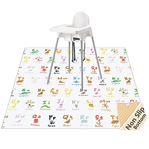 WOMUMON 51" Splat Mat for Under High Chair/Arts/Crafts, Baby Washable Spill Mat Waterproof Anti-Slip Floor Splash Mat, Portable Play Mat and Table Cloth - Image 1