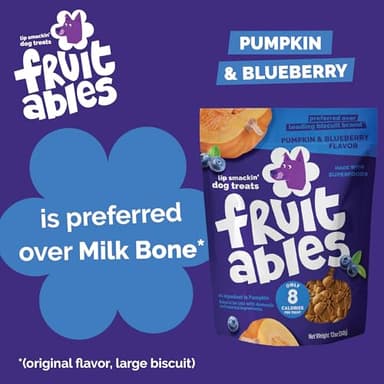 Fruitables Baked Dog Treats, Healthy Pumpkin Treat for Dogs, Low Calorie & Delicious, No Wheat, Corn or Soy, Made in the USA, Pumpkin and Blueberry Flavor, 12oz - Image 8
