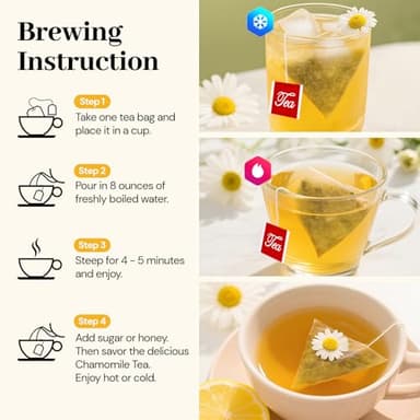Chamomile Tea Bags, 100% Natural Dried Chamomile Tea Flowers Loose Leaf Premium Herbal Tea No Sugar/Gluten, Caffeine Free-100 Count (Pack of 1) - Image 6
