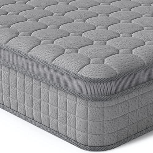 Vesgantti 12 Inch Multilayer Hybrid Twin XL Mattress - Multiple Sizes & Styles Available, Ergonomic Design with Memory Foam and Pocket Spring, Medium Firm Feel, Grey - Image 1