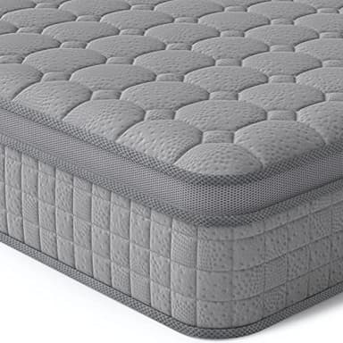 Vesgantti 12 Inch Multilayer Hybrid Twin XL Mattress - Multiple Sizes & Styles Available, Ergonomic Design with Memory Foam and Pocket Spring, Medium Firm Feel, Grey - Image 1