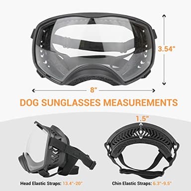 PETLESO Clear Dog Goggles for Medium to Large Breed, UV Protection Windproof Snowproof Dog Sunglasses All-Weather Eye Shield, Wide Vision & Soft Frame, Adjustable Straps, Clear - Image 4