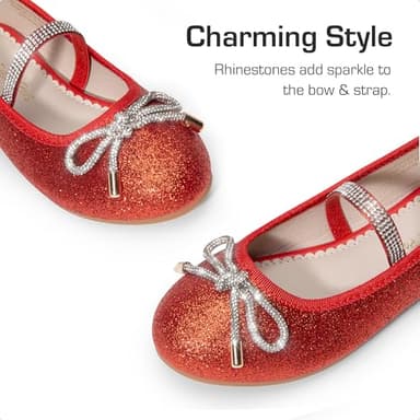 DREAM PAIRS Girls Dress Shoes Slip-on Flower Girl Ballet Flats for Party, Wedding, Performance, Prom, Graduation,Size 3 Little Kid,Red/Glitter,SDFL2409K - Image 2