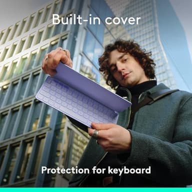 Logitech Keys-to-GO 2 Portable Bluetooth Tablet Keyboard with Built-in Cover, Slim & Compact Wireless Keyboard for Windows, Android, Linux, iPad, iPhone, Mac, Apple TV - Lilac - Image 4