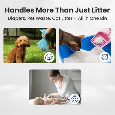 Neakasa PooGuard Litter Disposal Bin, 9.2L Trash Can for Cat Litter, Dog Waste & Diapers, with Viewing Window, Wider Opening, and 4-Month Refill Bag (Grey) - Image 8