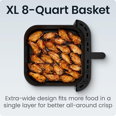 Chefman Crispinator Air Fryer 6-in-1 with 8 Qt capacity, 450°F Max Temp with TurboFry Pro Technology for Fast and Even Results, Viewing Window, Nonstick Ceramic Basket, 10-Pc Liner Starter Pack - Image 6