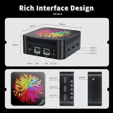 TUREWELL HSI Mini PC, Alder Lake N95 - Quad-Core 3.4GHz, 8GB DDR5 256GB SSD Mini Desktop Computer, WiFi 5/BT5.0/USB3.0/Gigabit Ethernet, Triple 4K Display Micro Computer for Home Office - Image 5