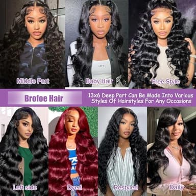 Brofoe 13x6 Lace Front Wigs Human Hair 200 Density Body Wave HD Lace Front Wigs Human Hair Pre Plucked Natural Color Glueless Wigs for Women 34 Inch - Image 4