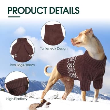 Kuoser Small Dog Sweater, Christmas Clothes, Pullover Puppy Knitwear Apparel for Small Dogs Boy Girl Yorkie Chihuahua, Coffee XS - Image 3