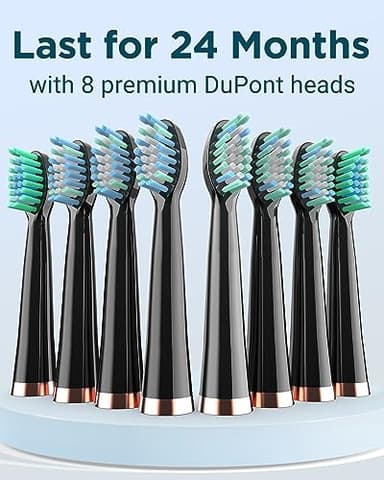 Rtauys M5 Sonic Electric Toothbrush for Adults and Kids - Rechargeable Electric Toothbrush Kids Ages 12+ and Adults with 8 Brush Heads & Travel Case, 120 Days Battery Life - Black - Image 4