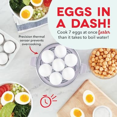 DASH Rapid Egg Cooker: 7 Egg Capacity Electric Egg Cooker for Hard Boiled Eggs, Poached Eggs, Scrambled Eggs, or Omelets with Auto Shut Off Feature - Lavender - Image 2