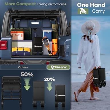 Hikemoon 48"L Collapsible Wagon Cart Foldable, 560LB Weight Capacity 300L Heavy Duty Folding Beach Wagon with All-Terrain Big Wheel, Utility Wagon for Grocery, Shopping, Garden, Sports, Camping, Black - Image 7