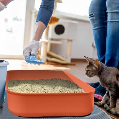 Small Litter Box, Plastic Kitten Litter Box, 13.9 x 9.8 x 3 Inch Open Litter Box for Small Pet, Easy to Clean (Orange 4PCS) - Image 6
