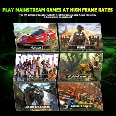 AEXPXO Gaming PC Desktop,Prebuilt Gaming Computer with,AMD Ryzen 5 5700X 3.4GHz,RTX4060 8GB GDDR6,32GB DDR4 RAM 3200MHz,1TB NVME SSD,ARGB Cooling Fan,600W Gold Power,Supply WiFi Support - Image 7