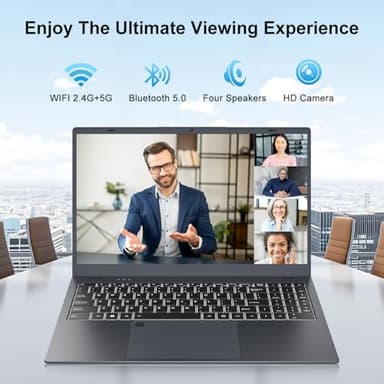 BLUEING 15.6" Laptop Computer, Windows 11 Laptop, 16GB RAM, 512GB SSD(Expandable to 2TB), Intel Quad-Core N5095(Up to 2.9 GHz), 1080P FHD Display, Fingerprint, Backlit KB, Wi-Fi 5, BT5.0, Quad-Speaker - Image 6