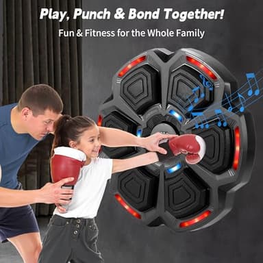 Music Boxing Machine, Music Punching Machine for Adults Kids, Interactive Boxing Target Wall Mounted with Gloves, Gift for Family Friends Large Size - Image 6