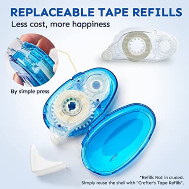 12 Pack Double Sided Tape Roller, 8mm x 315 Inch Permanent Adhesive Scrapbook Tape Dispenser Runner, Glue Tape Roller for Scrapbooking, Crafts and Arts Projects, Photo-Safe, Smooth & Clean - Image 7