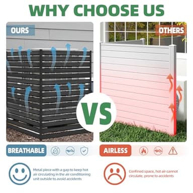 60" H x 38" W Air Conditioner Fence Screen Trash Can Privacy Fence Panels for Outside Unit, Pool Eequipment Enclosure, No Dig Backyard Fencing (Black) - Image 5