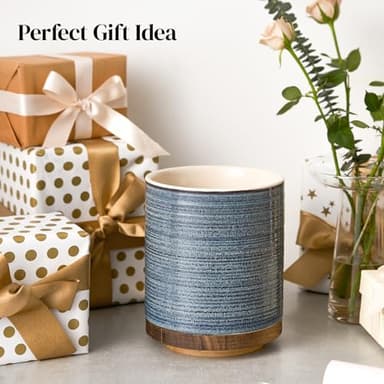 DOWAN 360° Rotating Extra Large Cooking Utensil Holder, 7.6" Kitchen Utensil Holder for Countertop, Utensil Crock for Farmhouse Kitchen Decor, Ceramic Stable Utensil Caddy, Blue - Image 8