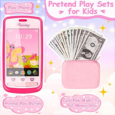 Oisacirg Play Purse for Little Girls, 23PCS Toddler Purse with Pretend Makeup for Kids, Princess Toys Includes Crossbody Bag, Phone, Wallet, Keys, Kids Toy Purse Birthday Gift Toys for Girls 3 4 5 6+ - Image 4