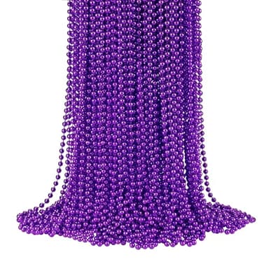 72 PCS Purple Bead Necklaces, Purple Mardi Gras Beads, Halloween Beads Necklaces, 33 Inch Round Beaded Necklaces Costume Necklace for Mardi Gras Christmas Halloween Party Favors - Image 1