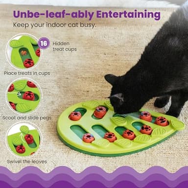 Catstages by Nina Ottosson Buggin Out Puzzle & Play – Interactive Treat Puzzle Feeder for Cats, 16 Hidden Treat Compartments Slow Feeder, Durable & Easy-Clean, 13 Inches, Green - Image 3