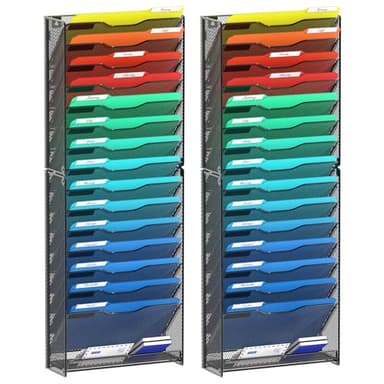 samstar 2 Pack 16 Tier Wall File Organizer Hanging Wall File Holder Wall Mount Paper Folder Organizer, Magazine Rack, Pack of 2 - Image 1