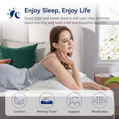 Amazon Basics Memory Foam Mattress, Soft Plush Feel, 12 Inch, Queen, White/Grey - Image 6