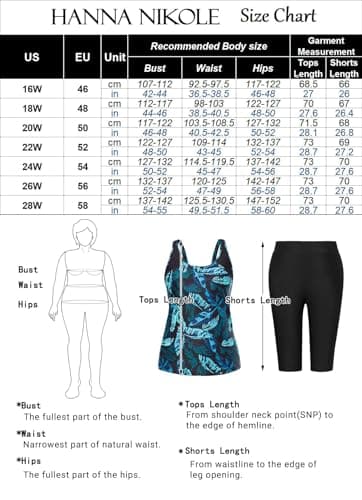 Hanna Nikole Plus Size Tankini Sets for Women Two-Piece Swimsuits Rash Guard with Short Tummy Control Bathing Suit with Boyshorts Black 3X - Image 7