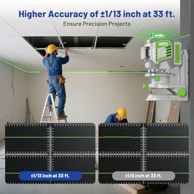 HueparPro Laser Level 360 Self Leveling, 4x360°Green Cross Line Laser Tool with Remote Control & 8000mAh Rechargeable Li-ion Battery, High Accuracy 4D Laser for Construction, Magnetic Bracket -ZK04CG - Image 2