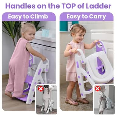 Primlect Potty Training Seat, 2-in-1 Toddler Toilet Seat with Step Stool, Ultra-Stable Potty Chair Attachment, Adjustable Seat and Step Ladder, Non-Slip Design, Splash Guard for Boys and Girls(Blue) - Image 3