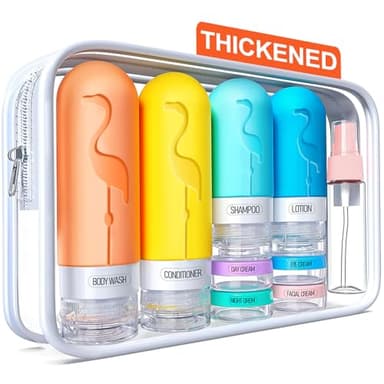 Vipop Empty 3 oz Travel Size Bottles Toiletries Containers for Toiletries Liquids,Small Silicone Mini Refillable Leak Proof TSA Approved Travel Bottles for Creams Shampoo and Conditioner Traveling - Image 1