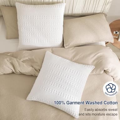 PHF 100% Cotton Waffle Weave Euro Sham Covers, 2 Pack 26" x 26" Bed Pillow Covers for Elegant Home Decor, No Filling, Luxury Aesthetic Soft Euro Pillow Cases for Bed, White - Image 2