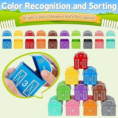 Learning Toys for 1,2,3 Year Old Toddlers, 20Pcs Farm Animals Barn Toy Montessori Counting, Matching & Sorting Fine Motor Games, Christmas Birthday Easter Gift for Baby Boys Girls Age 12-18 Months - Image 3