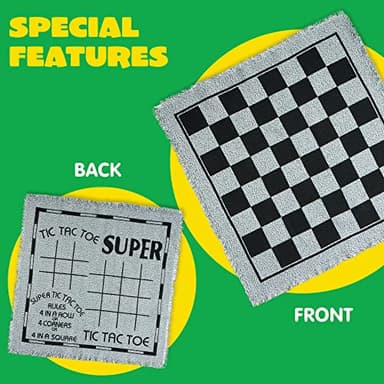 3-in-1 Vintage Giant Checkers, Tic, Tac, Toe, with Reversible Mat, 24 Chips, Family Board Game, Lawn Game, BBQ Party Favor, Indoor and Outdoor Activity for Kids and Adults - Image 4