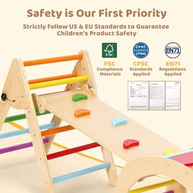YOLEO 7-in-1 Pikler Triangle Set, Montessori Toddler Climbing Toys Indoor, Easy-Fold Pikler Climbing Set for Early Education, Fun Baby Climbing Gym and Jungle Gyms Indoor Playground for Kids 1-3 - Image 4