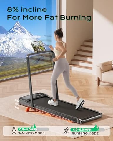 TREAFLOW Walking pad with Incline, Treadmill for Home, 2.5HP Under Desk Walking Pad, Folding Treadmill 2 in 1 with Remote Control - Image 2