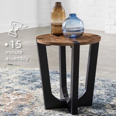 Signature Design by Ashley Hanneforth Farmhouse End Table with Angled Solid Wood Legs, Light Brown & Black - Image 6