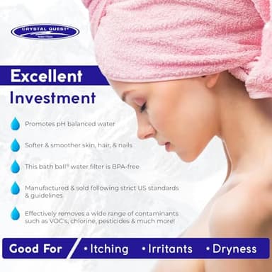 Crystal Quest Bath Ball Water Filter for Bathtub - 3-Stage Filtration, Removes Chlorine, Chloramine & Byproducts, 2,500 Gallons, BPA Free, pH Balanced Water, Fits Most Tubs, Easy Install - Pink - Image 7