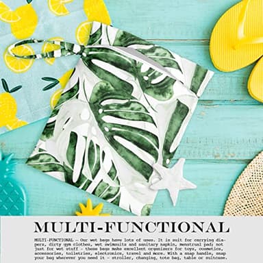 zcyxuuw Wet Bag, Wet Dry Bag, Wet Bag for Swimsuit, Travel, Beach, Pool, Diapers, Dirty Yoga Gym Clothes, Makeup Bag, Waterproof Tropical Palm Leaves Decor Jungle Palm Leaf Favors - Image 4