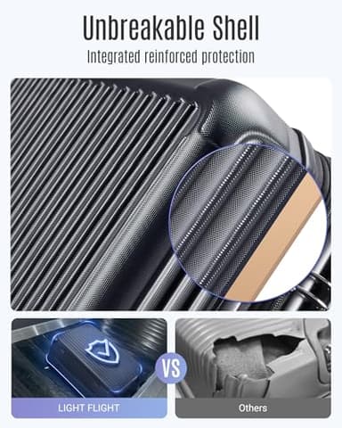 LIGHT FLIGHT Travel Luggage Sets, 3 Piece Set Suitcase with Spinner Wheels, Hardside Lightweight Luggage set with TSA Lock (20" 24" 28"), Black - Image 3