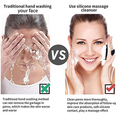 VWMYQ Face Scrubber, Silicone Face Scrubber for Men Facial Cleansing Brush Silicone Face Wash Brush Manual Waterproof Cleansing Skin Care Face Brushes for Exfoliating- Black - Image 5