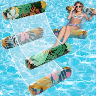 2 Pack Pool Floats Adult - 4-in-1 Pool Floats Hammock, Drifter, Lounge Chair, Saddle, Inflatable Non-Stick PVC Material Pool Float for Vacation - Image 1
